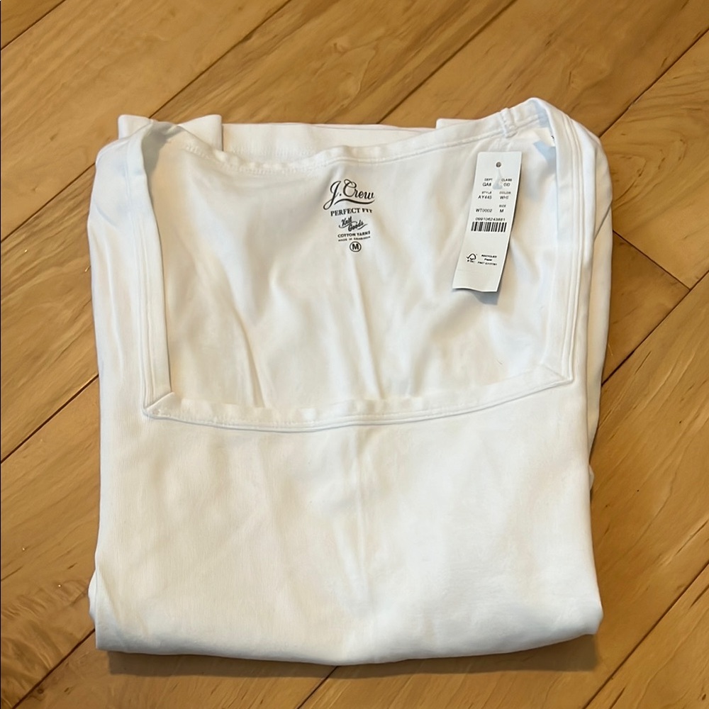 J. Crew Perfect Fit White Tee 3/4 sleeve Women’s size M NWT